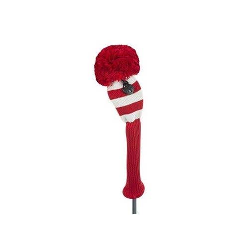 Just 4 Golf Knit Fairway Wood Headcover (Red/White, PomPom) NEW
