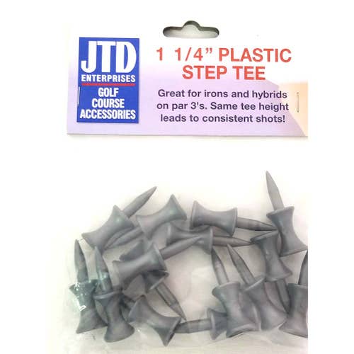 JTD Enterprises Plastic Step Tees (1 1/4", Silver, SINGLE PACK, 15 Tees) NEW