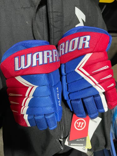 Warrior Alpha Hockey Gloves 10 inch Red White Royal