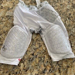 White XL Youth Men's Under Armour Compression Padded Shorts