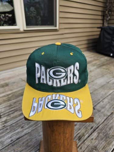 Vintage Rare Green Bay Packers Mirror Logo NFL Sports The G Cap Hat Snapback