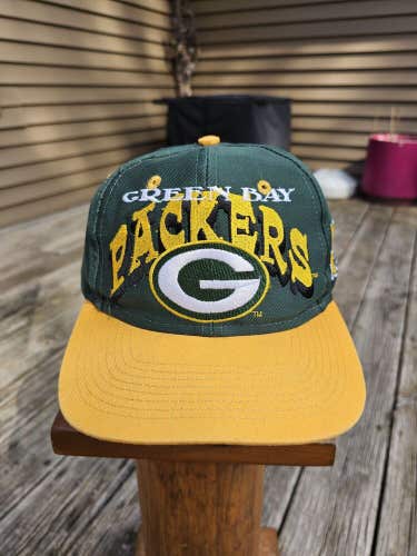 Vintage Green Bay Packers NFL Sports Competitor Hat Vtg Green Yellow Snapback