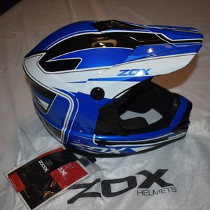 NEW - ZOX Rush Lucid Pro Racing Helmet, Black/White/Blue, XS - In the Box!