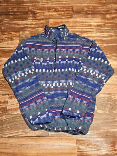 Vintage Columbia Aztec All Over Print Pullover Fleece Sweatshirt Made In USA L