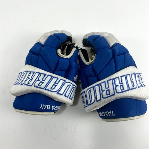 Used Blue and White Warrior Covert QRE Gloves | Tampa Bay | 14" | H382