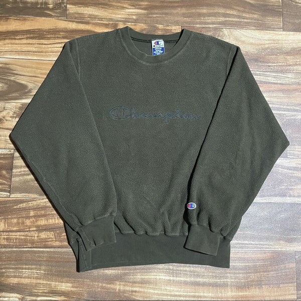 Vtg Champion Sweatshirt Mens M Crewneck Pullover Spell Out Script Logo Green