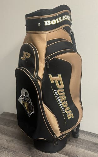 Team Golf NCAA Black/Gold Cart Golf Bag Purdue Boilermakers 14-Way w/ Rain Cover