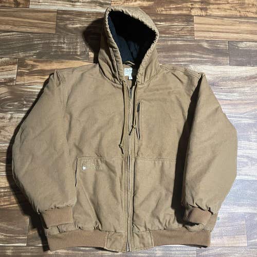 Cabela's Roughneck Canvas Quilted Lined Full Zip Hooded Jacket Men’s Size 2XL