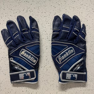 Used XL Franklin Powerstrap Batting Gloves Navy Blue