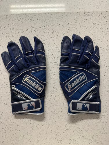 Used XL Franklin Powerstrap Batting Gloves Navy Blue