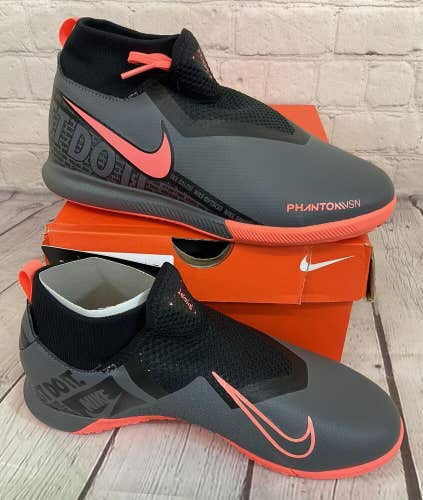 Nike JR Phantom VSN Academy DF IC Soccer Shoes Colors Grey Mango Black US 4.5Y