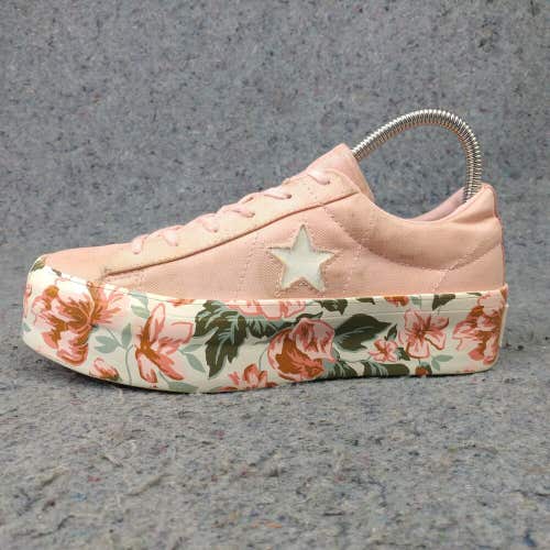 Converse One Star Womens 7 Platform Shoes Lift Pink Floral Lace Up Flowers