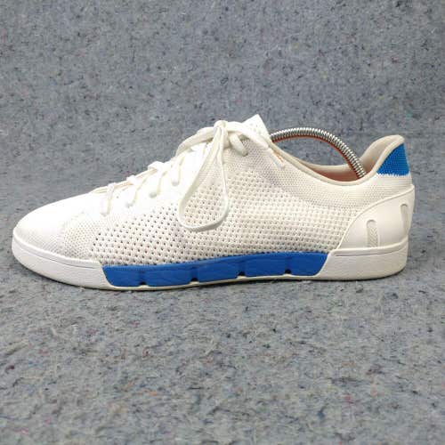 SWIMS Breeze Tennis Knit Mens 10 Shoes Athletic Sneakers White Blue Lace Up Low
