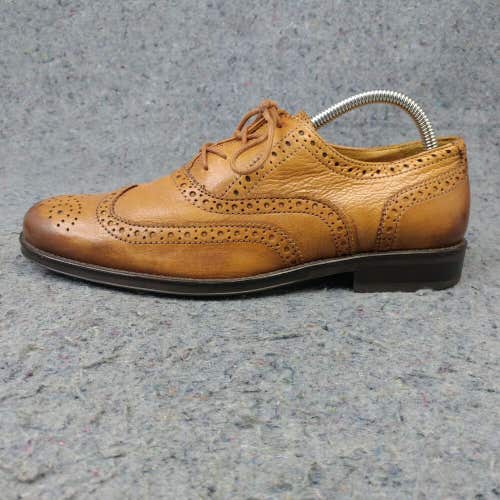 G.H. Bass Co Mens 7.5 Dress Shoes Brogue Wingtip Oxfords Brown Leather Lace Up