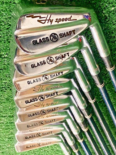 Burke Hy Speed Glass Shaft Combo Golf Set 1w,3w,4w,2-9 Irons Good Grips RH RARE