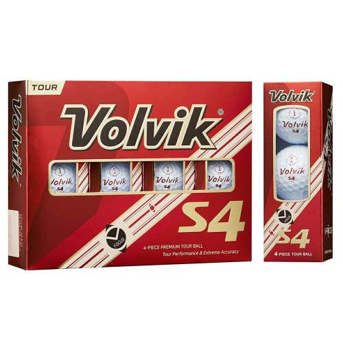 Volvik S4 V•Focus Premium Tour Golf Balls - 4-Piece Urethane White
