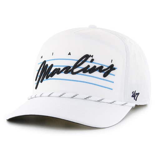 Miami Marlins ’47 Brand White Downburst Hitch Snapback Hat
