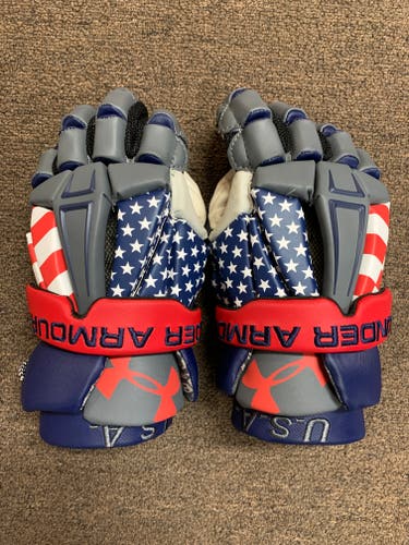 Used Under Armour Command Pro USA Medium Lacrosse Gloves
