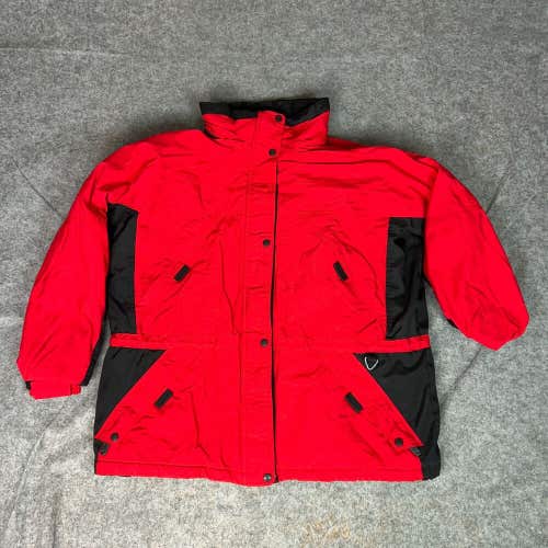 Cabelas Mens Jacket Extra Large Red Black Parka Outdoor Winter Zip Gorpcore