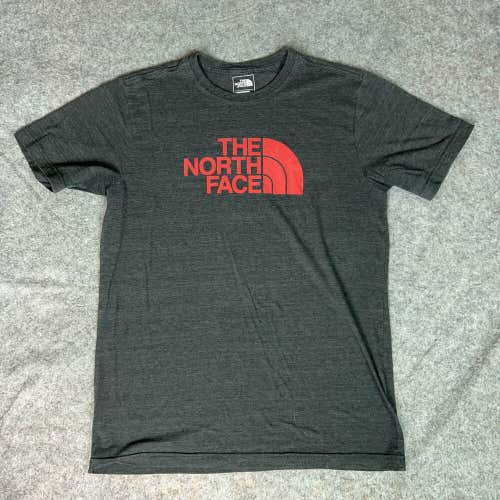 North Face Mens Shirt Large Gray Red Short Sleeve Tee T Slim Logo Gorp Outdoor