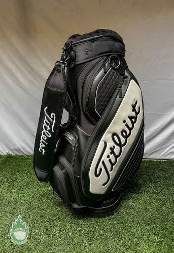 Used Titleist Tour Staff Golf Bag Black 6-way 9 Pockets W/ Rainhood