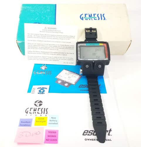 Genesis Escort Wireless / Hoseless Scuba Dive Wrist Computer with Manual 3 Dives