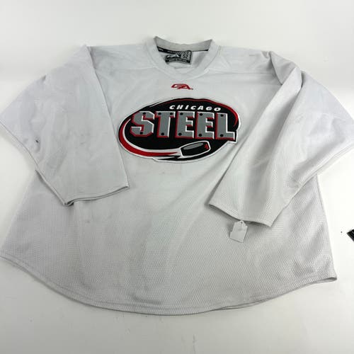 Used White Chicago Steel Pracrice Jersey | Size 52 | #4 | C70
