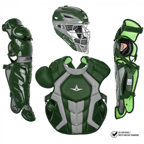 All Star System 7 Axis Adult 16+ Catchers Gear Set NOCSAE  - Dark Green Grey