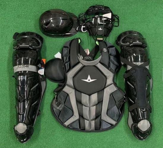 All Star System 7 Axis Adult 16+ Catchers Gear Set NOCSAE Traditional Mask Black