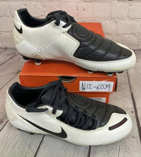 Nike 316234 101 JR Total90 Shoot FG Soccer Cleats Color White Black Charcoal 3.5