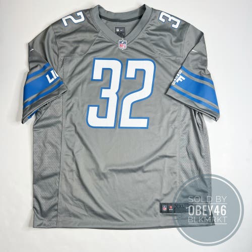 Nike On Field Lions Deandre Swift #32 Jersey Gray Blue 2XL