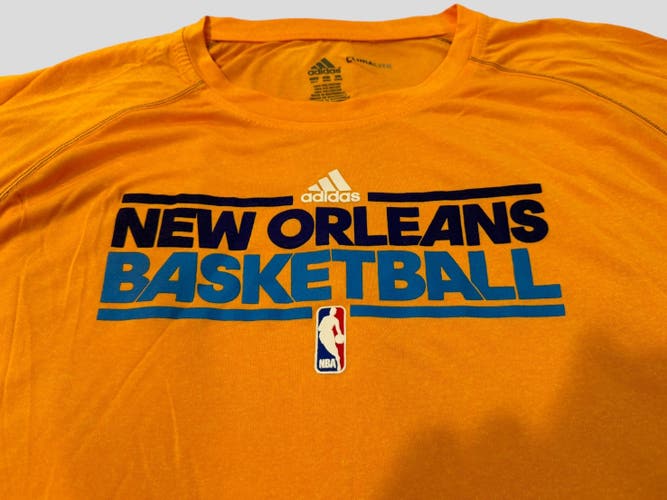 NBA New Orleans Hornets Yellow Team Issued Adidas T-Shirt, 4XL TALL - NEW