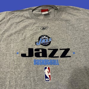 NBA Utah Jazz Vintage Gray Team Issued Reebok T-Shirt, XL TALL