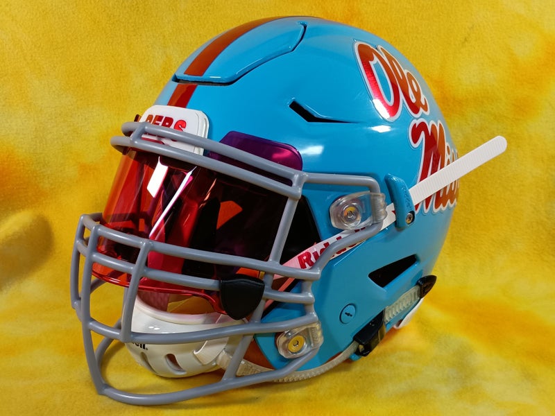 Ole Miss Rebels Super custom fullsize Riddell Speed Flex Lg blue Chrome decals