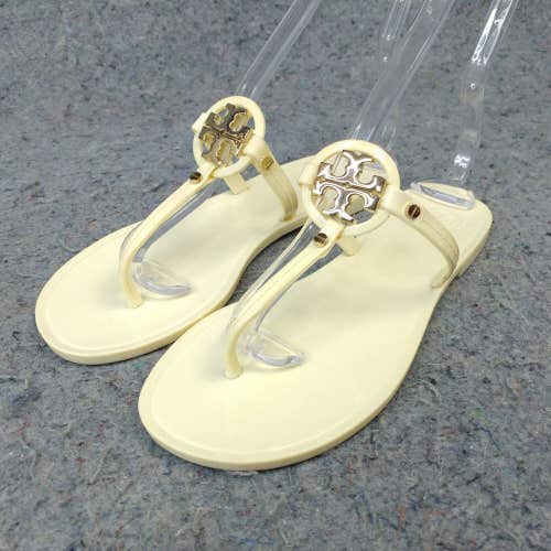 Tory Burch Mini Miller Flat Jelly Thong Sandals Womens 6 Flip Flops Cream White