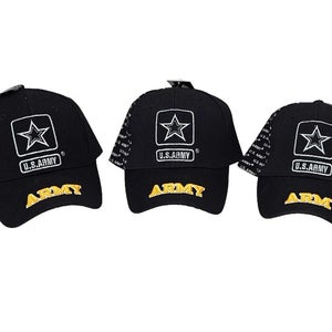 3 Pc Lot - U.S. Army Military Hat - Active or Veteran Cap - Adult One Size