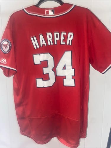 Medium - Bryce Harper Washington Nationals Majestic Coolbase red jersey