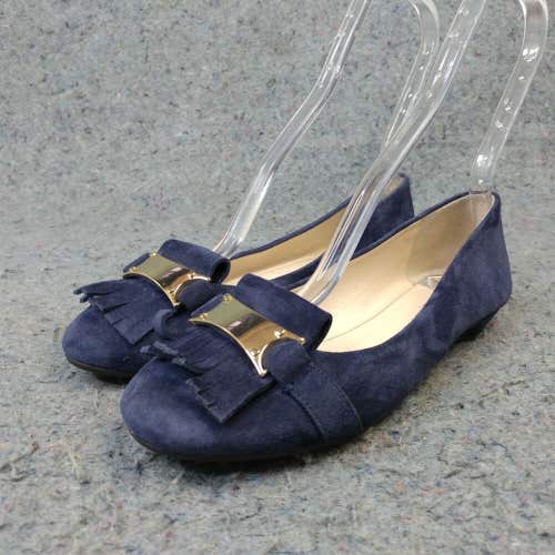 Cole Haan Womens 7.5 Slip On Shoes Kiltie Tassel Loafer Bllue Velvet Flats