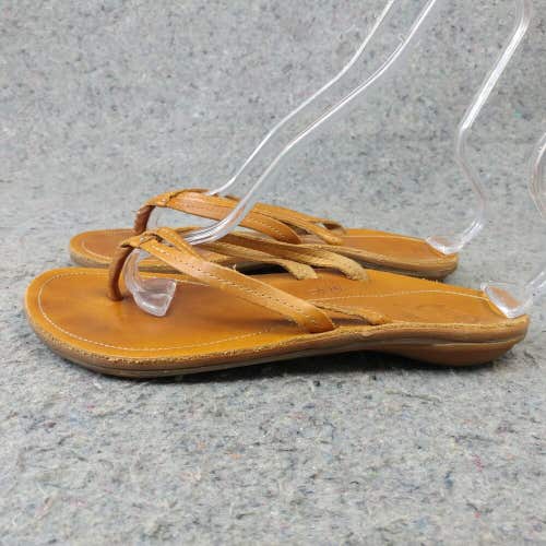 Olukai U’i Sahara Sandals Womens 8 Brown Leather Flip Flops Beach Shoes 20245