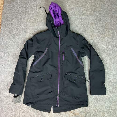 Roxy Womens Jacket Large Black Purple Ski Snowboard Dry Flight Windbelt Winter