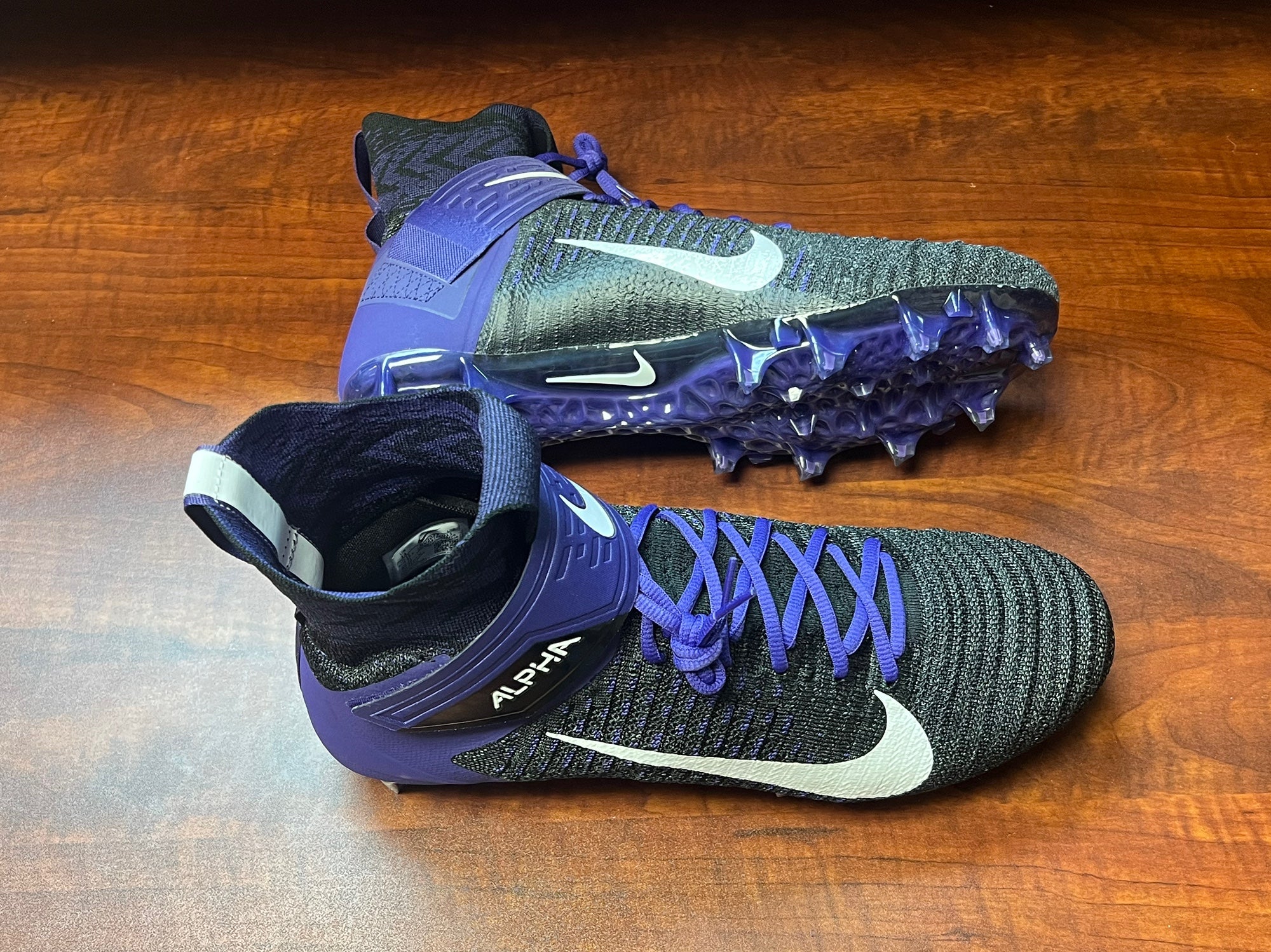 Nike Alpha Menace Elite 2 Flyknit Control 360 Baltimore Ravens Football Cleats Nike Alpha Menace Elite 2 Flyknit Football Cleats Baltimore  main image 2