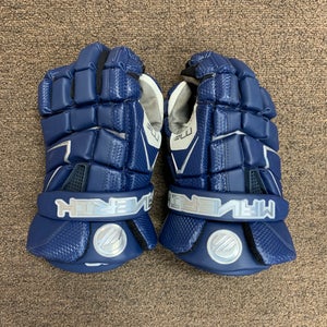 Used Maverik M4 Large Navy Blue Lacrosse Gloves