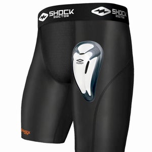 New Shock Doctor 221 Compression Shorts with Biofllex Cup, Multi-sport, Men's Small (30”-32”)