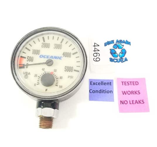 Oceanic 5000 PSI SPG Submersible Pressure Gauge + Thermometer 5,000 Scuba  #4469
