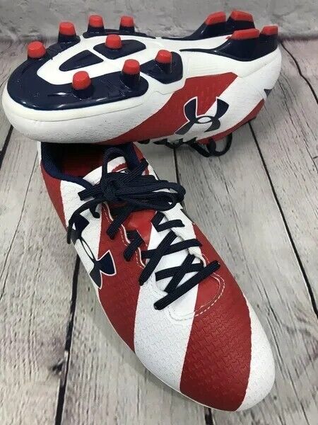 Under Armour Speed Force FG Junior Cleats Colors USA Red White Blue US Size 4.5Y