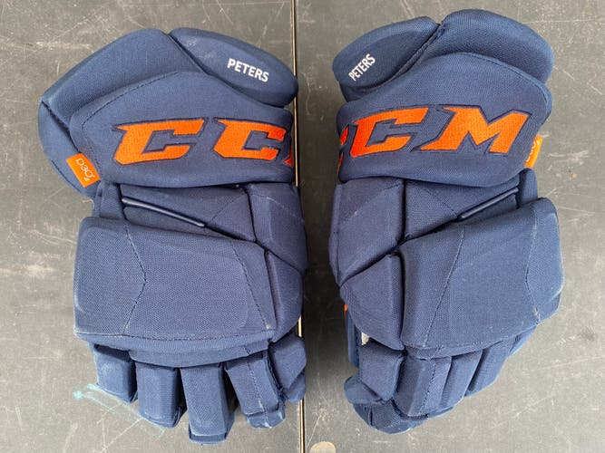 CCM JetSpeed FT1 Pro Stock Hockey Gloves Navy Blue 15" OILERS 3631