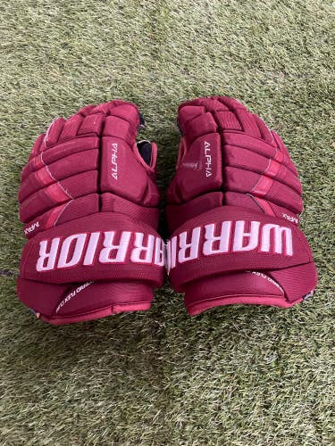 Red Used Senior Warrior Alpha Classic Pro Gloves 15"