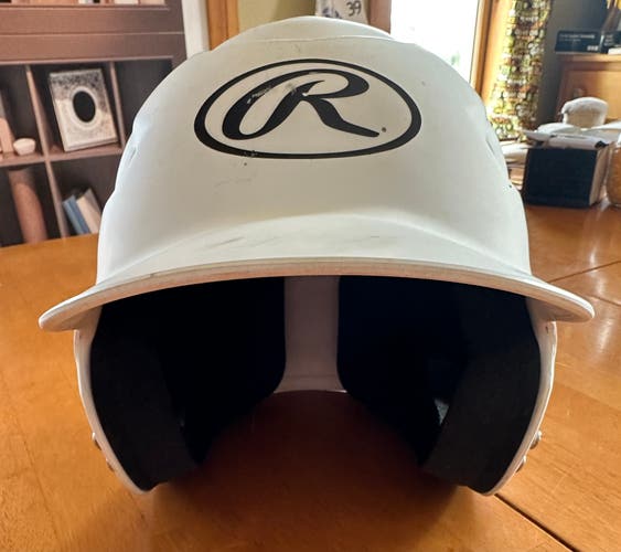 Rawlings white baseball helmet