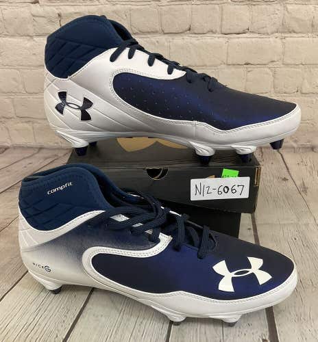 Under Armour Nitro Icon Mid D Football Cleats Colors White Midnight Blue US 10