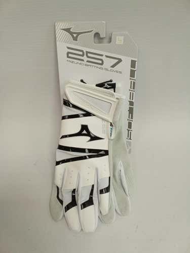New Adt Bat Gloves Wht Blk L